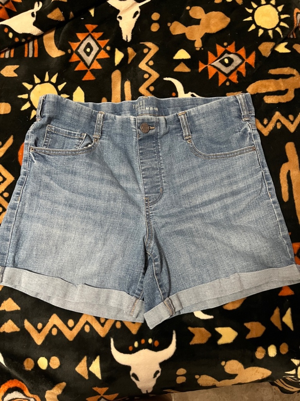 Classic Mid-Wash Denim Cuffed Women's Shorts from Time and Tru